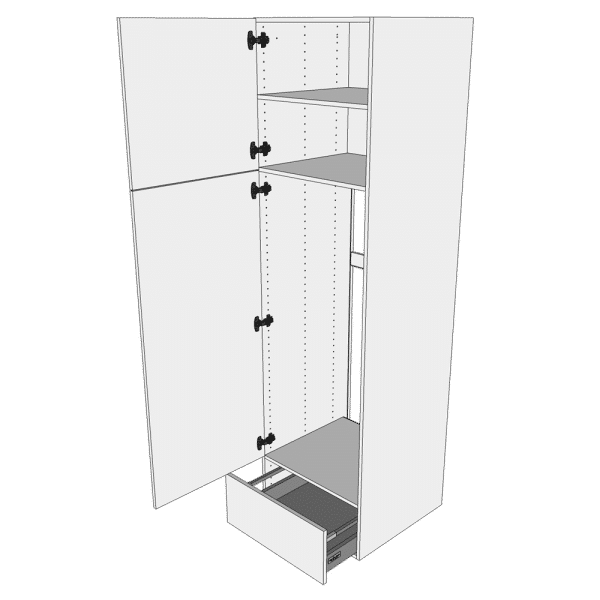 Køkken ekstra højt indbygningsskab til ovn i Wien H: 214,4 cm D: 60,0 cm - 2 låger & 1 skuffe fuldudtræk/softluk - Bredde: 60 cm